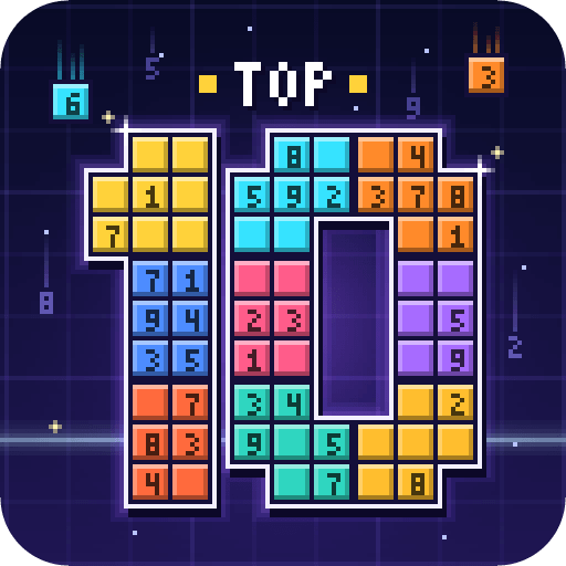 A big TOP 10 on a starry night sky, the 10 built from warm and cool sudoku cells with digits