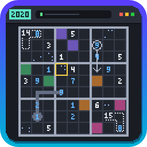 A dark-mode browser window showing a variant sudoku with a thermometer, an arrow clue, killer cages, colored cells and pencil marks